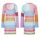 Women's Crochet Dress Long Sleeve Colorful Mesh Casual Sweater Dress