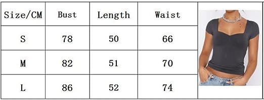 Women's Summer Short Sleeve T-Shirt Square Neck Outgoing Crop Tops Slim Fit Clothes