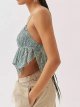 Women Backless Crop Top Spaghetti Straps Halter Tie Back Cami Tops