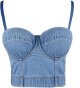 Women's Denim Bustier Crop Top Jean Corset Top Bra with Detachable Straps