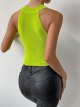 Women's Halter Tops Rib Knit Cropped Tank Top Summer Sleeveless Slim Tops